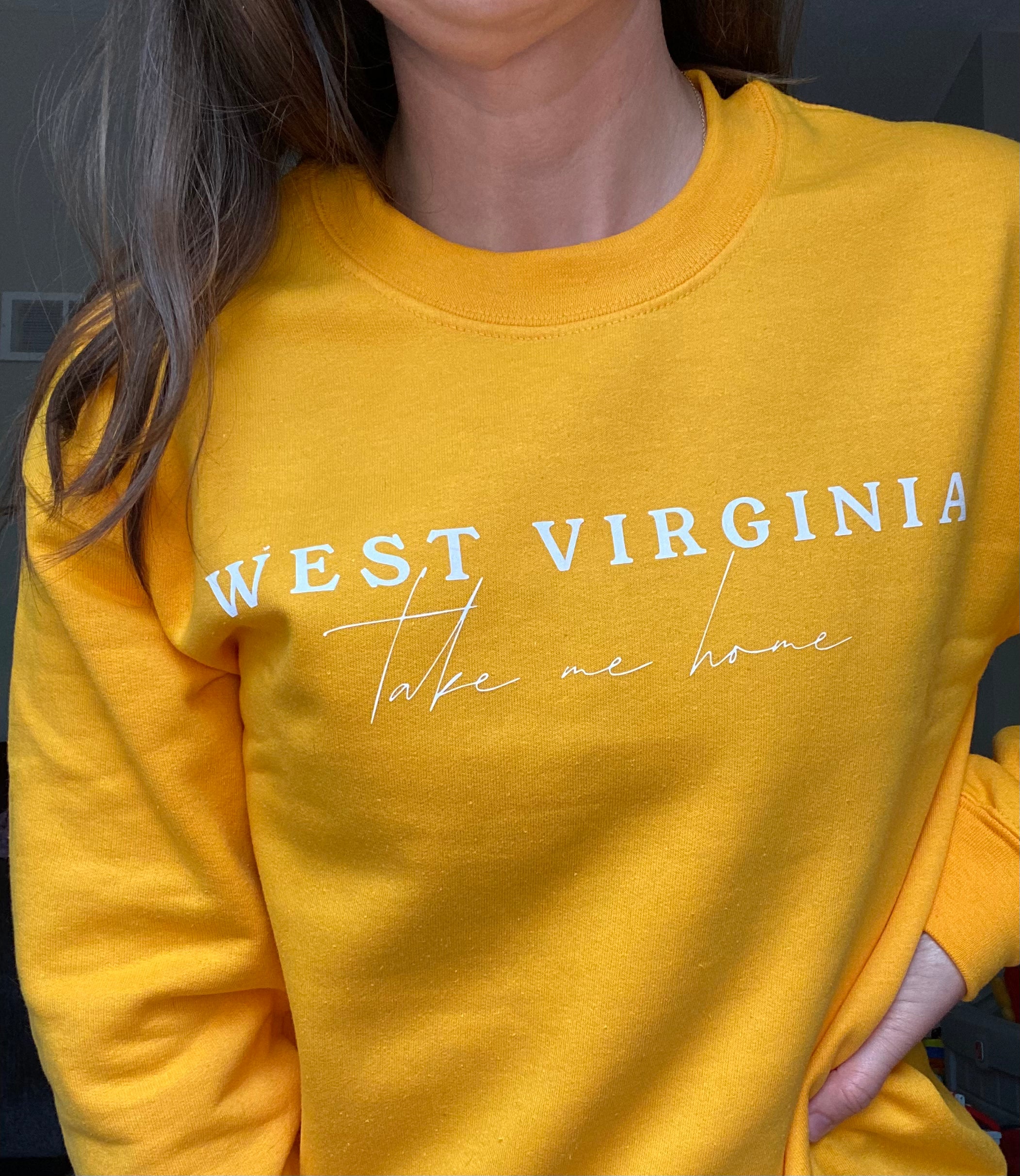 West Virginia Take Me Home Gold Crewneck Sweatshirt